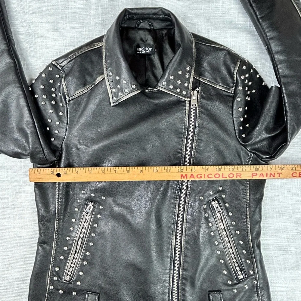 Topshop Heavy, Excellent Quality Faux Leather Jacket With Studs - Picture 4 of 11